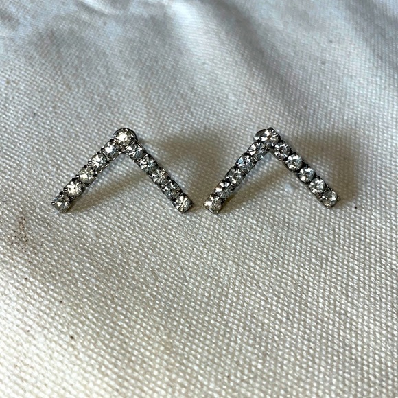 Vintage Chevron Rhinestone Earrings - Picture 1 of 3